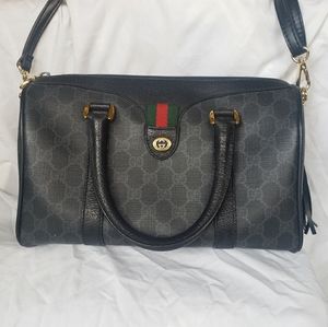 Rare Vintage Black Gucci Web Boston w/ strap